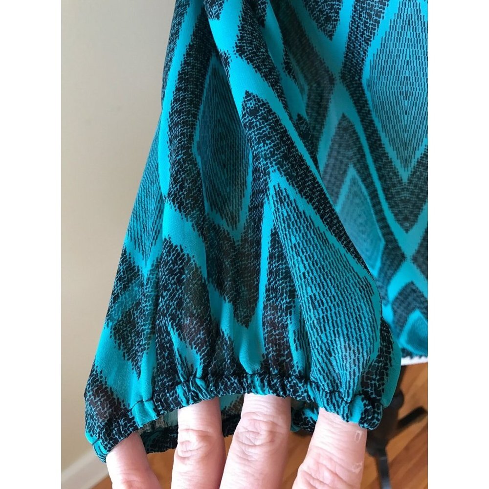 Pleione Black and Teal Tunic Blouse - Small - Picture 5 of 9